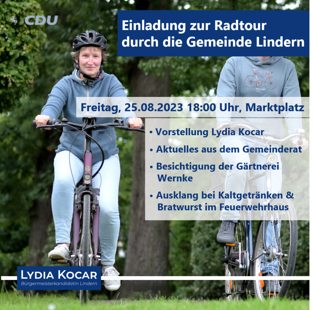 CDU-Radtour mit Lydia Kocar am 25.08.2023